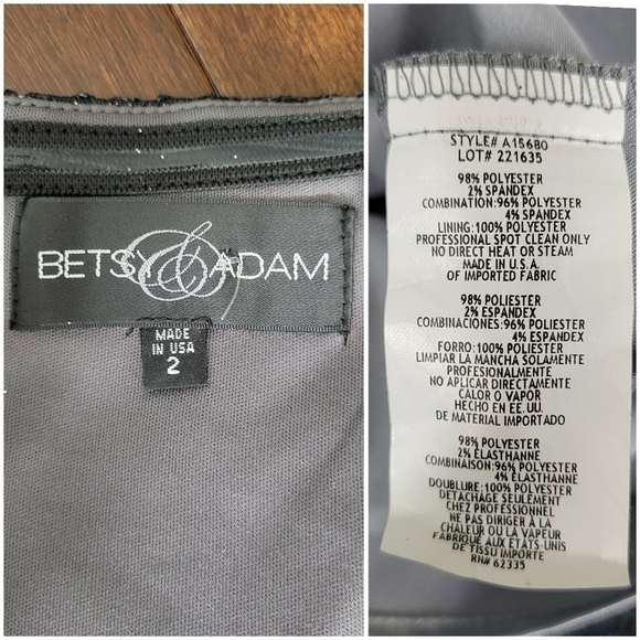 Betsy & Adam Strapless Gray Ombre Glitter Chevron Floor Length Gown Dress Size 2 - Picture 6 of 13